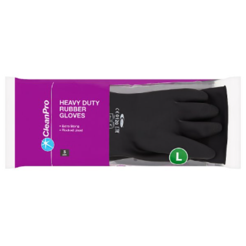 CleanPro Heavy Duty Rubber Gloves Large 5 Pairs x Case of 1 - London Grocery