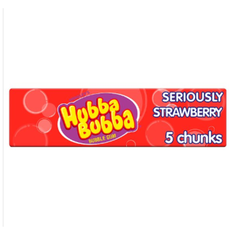Hubba Bubba Seriously Strawberry Bubblegum 5 Chunky Chews x Case of 20 - London Grocery