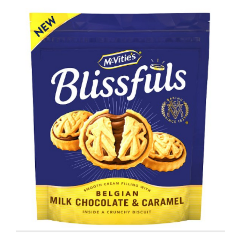 McVitie's Blissfuls Belgian Milk Chocolate & Caramel Biscuits 228g x Case of 6 - London Grocery