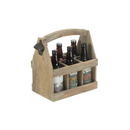 Oak Effect 6 Beer Bottle Carrier With Bottle Opener | London Grocery
