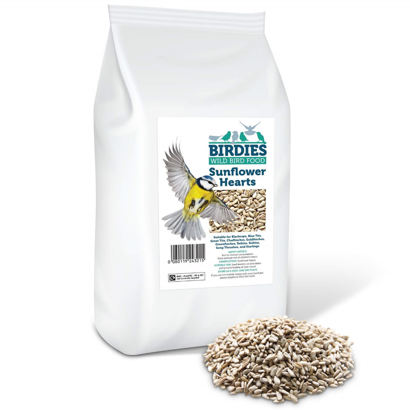 Birdies Sunflower Hearts- Bird Seed for Wild Birds -12.55kg Premium Husk Free Bakery Grade Kernels - London Grocery