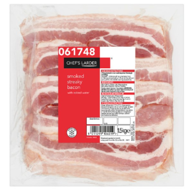 Chef's Larder Smoked Streaky Bacon 1.5kg x 6 Packs | London Grocery