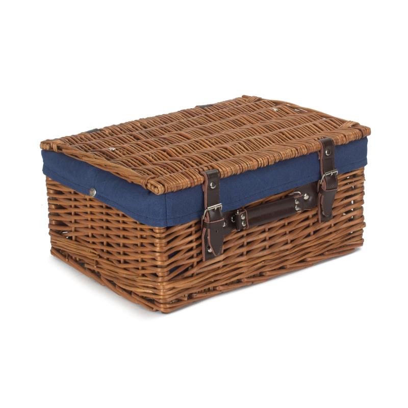 16" Double Steamed Hamper With Navy Blue Lining | London Grocery