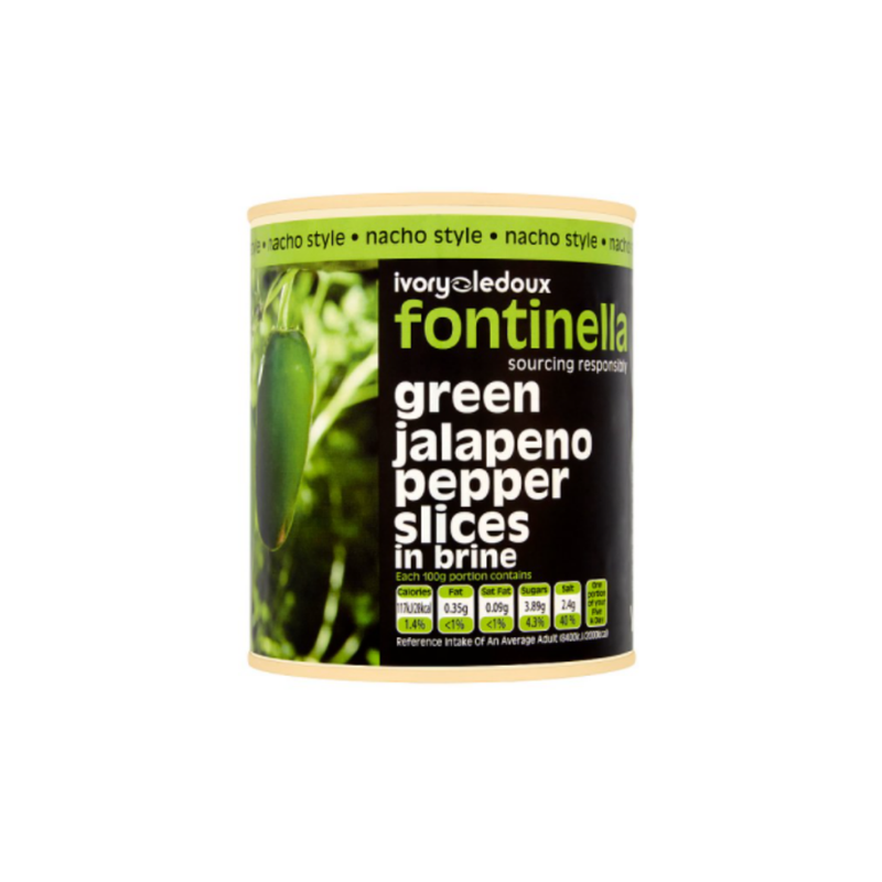 Fontinella Green Jalapeno Pepper Slices in Brine 800g x 6 cases  - London Grocery