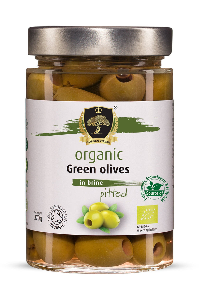 Golden Virgin Organic Green Chalkidiki Olives 370G-London Grocery