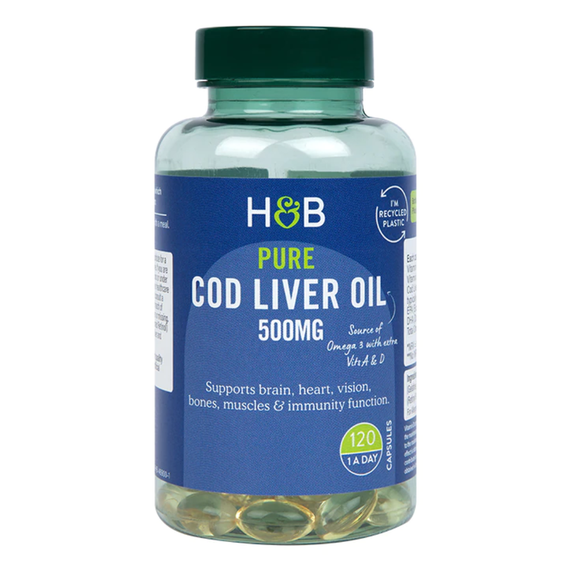 Holland & Barrett Pure Cod Liver Oil 500mg 30 Capsules | London Grocery