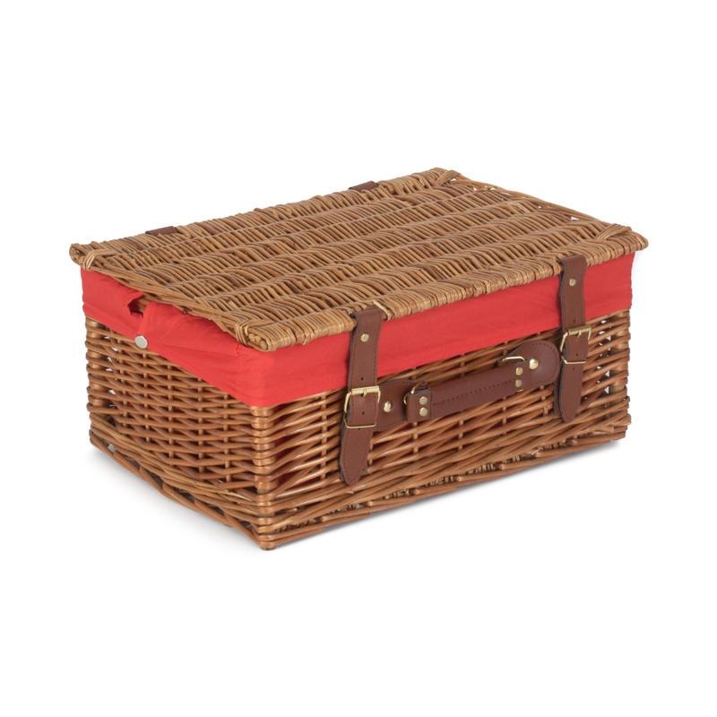16" Light Steamed Hamper With Red Lining | London Grocery