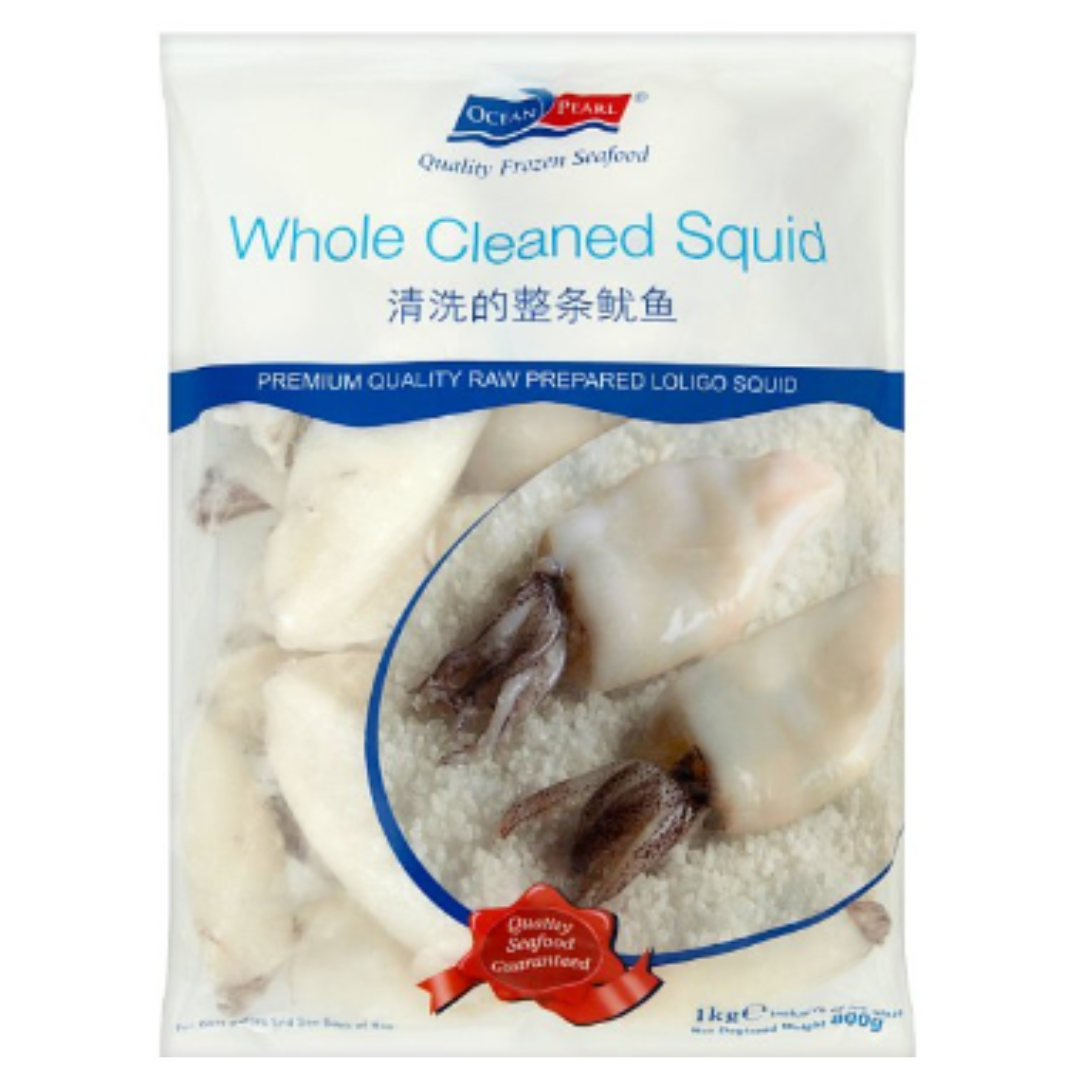 Buy Ocean Pearl 20/40 IQF Whole Cleaned Squid 1kg x 1 Pack | London Grocery