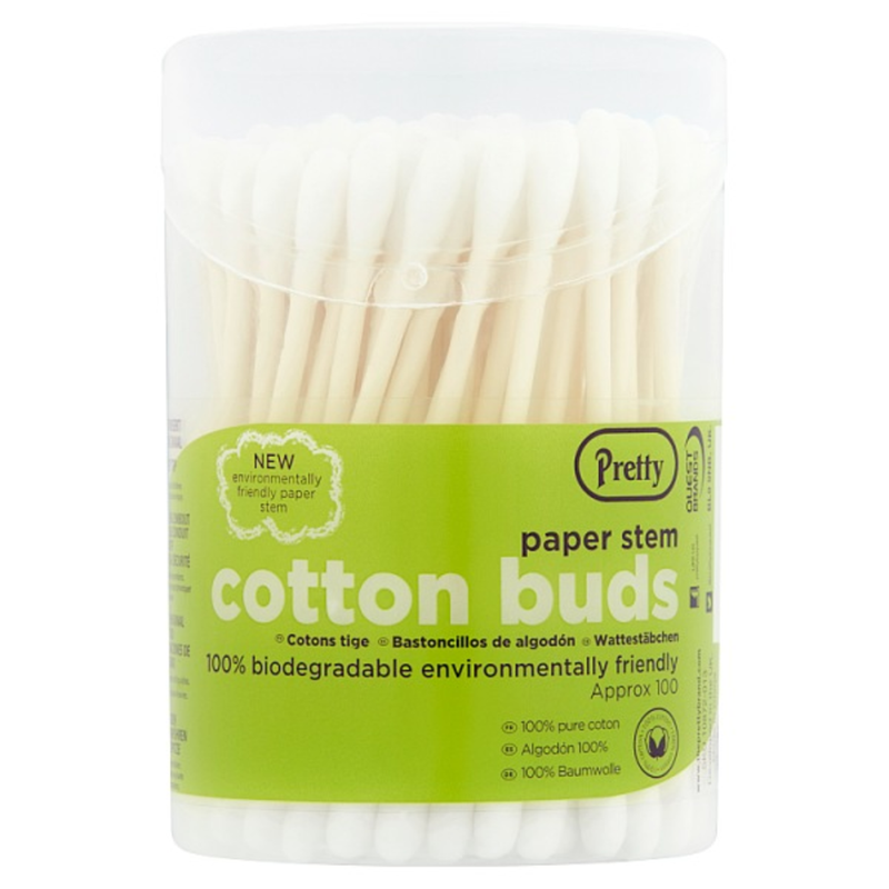 Pretty 100 Paper Stem Cotton Buds - London Grocery