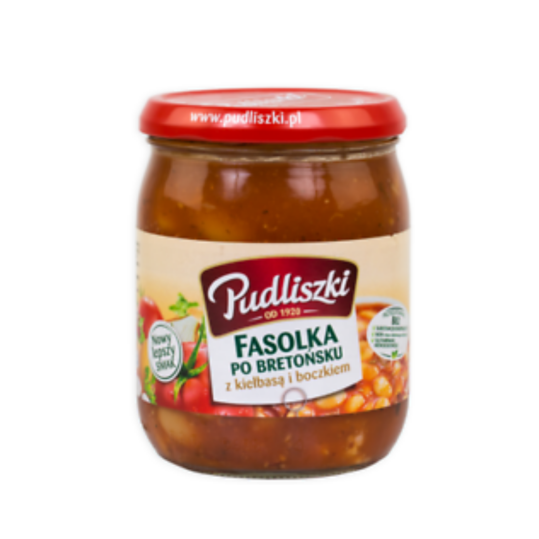 Pudliszki Fasolka Beans With Sausages & Bacon Ready Meal 500gr 