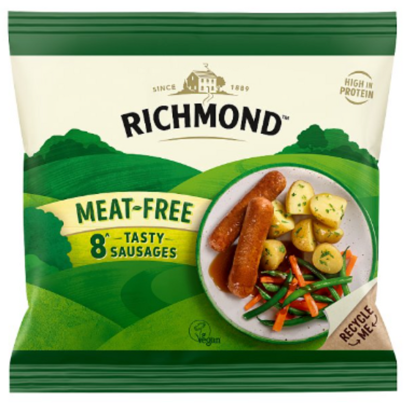 Richmond 8 Meat-Free Tasty Sausages 336g x 12 Packs | London Grocery