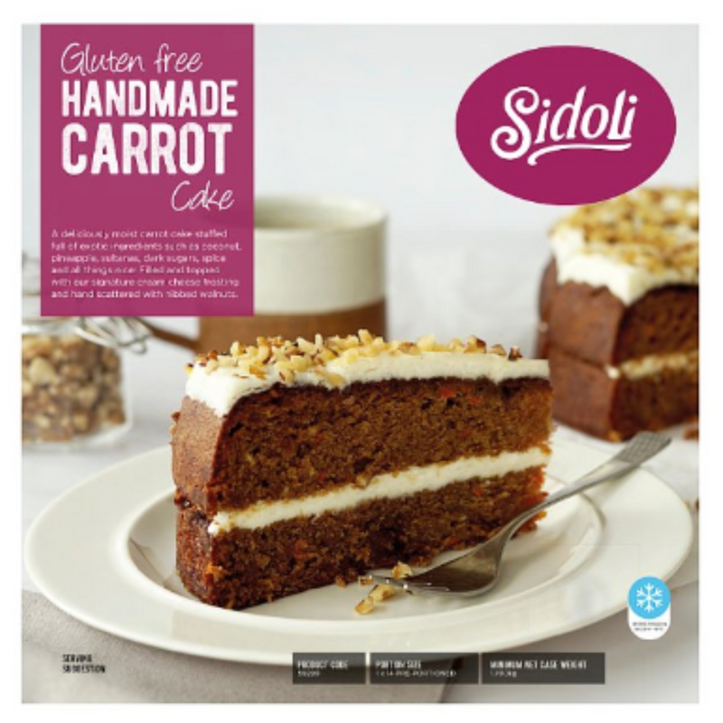 Sidoli Handmade Carrot Cake 1.700kg x 6 Packs | London Grocery