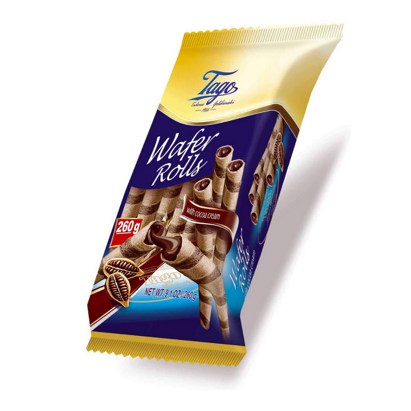 Tago Wafer Rolls with Cocoa Cream Filling 260gr-London Grocery