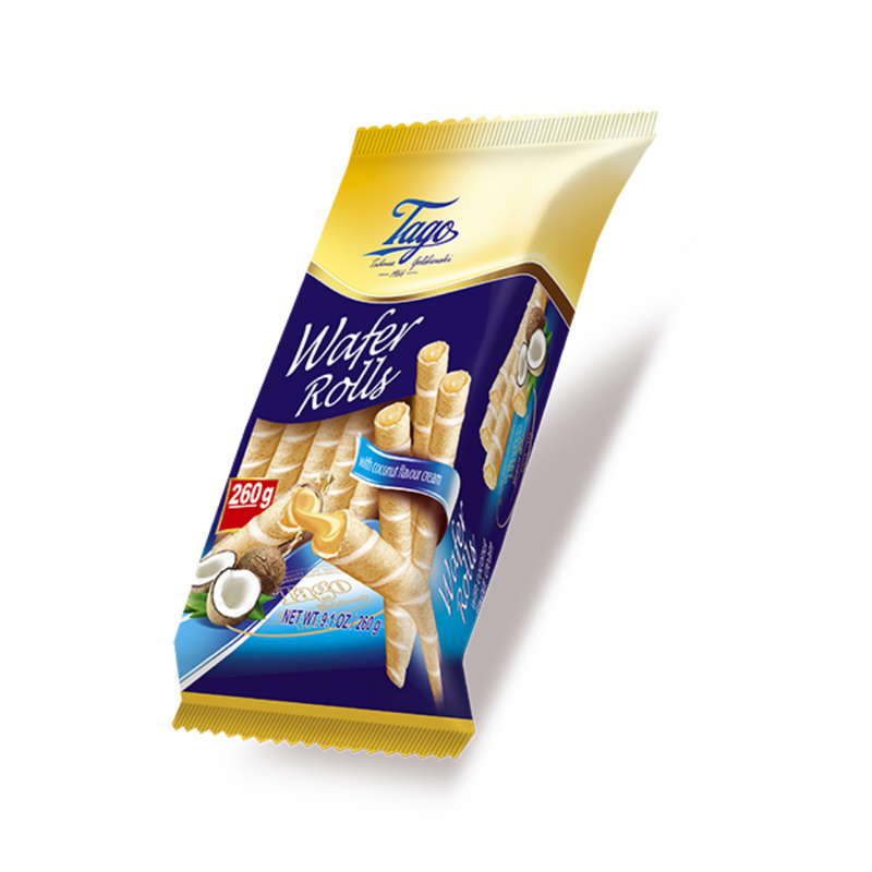 Tago Wafer Rolls with Nut Cream Filling 260gr-London Grocery