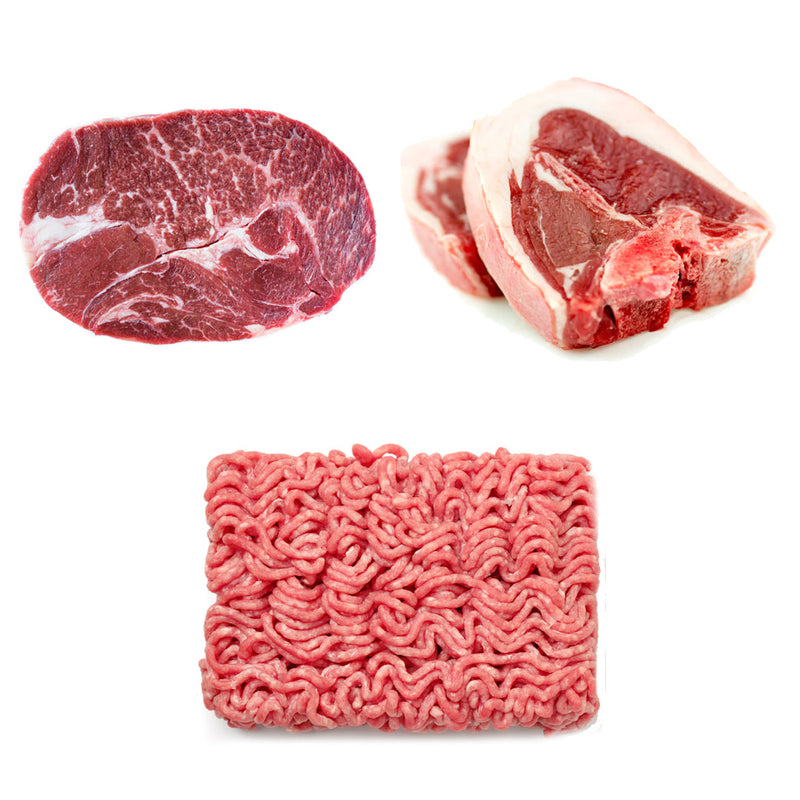 Triple Delight Meat Box | 3 Ingredients | Chuck Steak | Beef Mince Meat | Lamb Loin Chop | London Grocery
