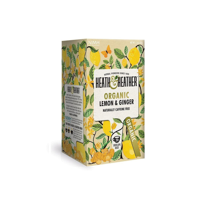 Heath & Heather Organic Lemon & Ginger 20 Tea Bags - London Grocery