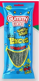 12x Gummy Land Fizzy Blue Rasp. Lances | London Grocery