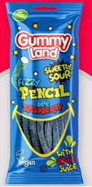12x Gummy Land Fizzy Blue Rasp. Pencils | London Grocery