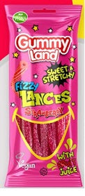 12x Gummy Land Fizzy Sweet & Sour Strawberry Lances | London Grocery