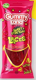 12x Gummy Land Strawberry Sweet & Stretchy Laces | London Grocery