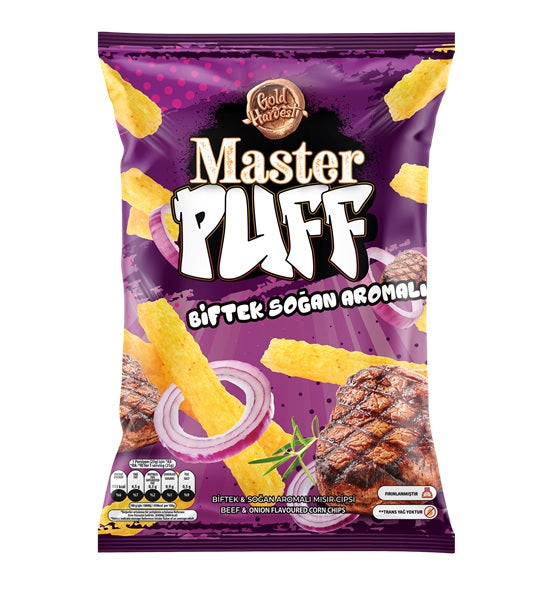 16x Master Puff Biftek Cesnili Misir Cipsi 90gr | London Grocery