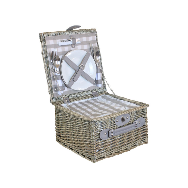 2 Person Grey Checked Chiller Hamper | London Grocery