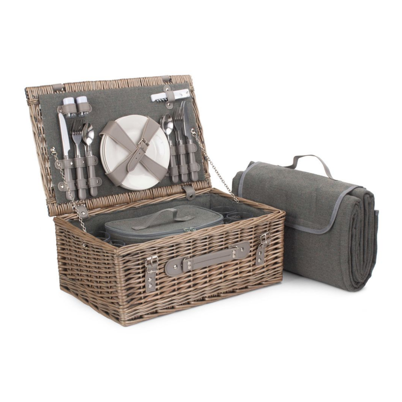 4 Person Grey Tweed Hamper | London Grocery