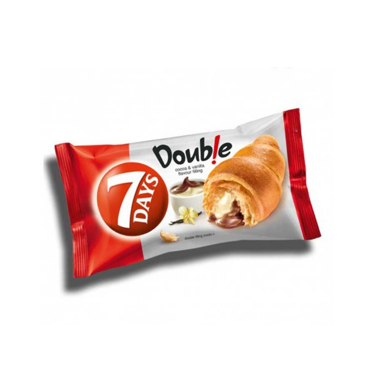 7 Days Double Croissant with Cocoa & Vanilla Filling 80gr-London Grocery