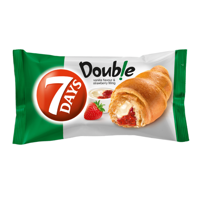 7 Days Double Croissant with Vanilla & Strawberry Filling 80gr-London Grocery