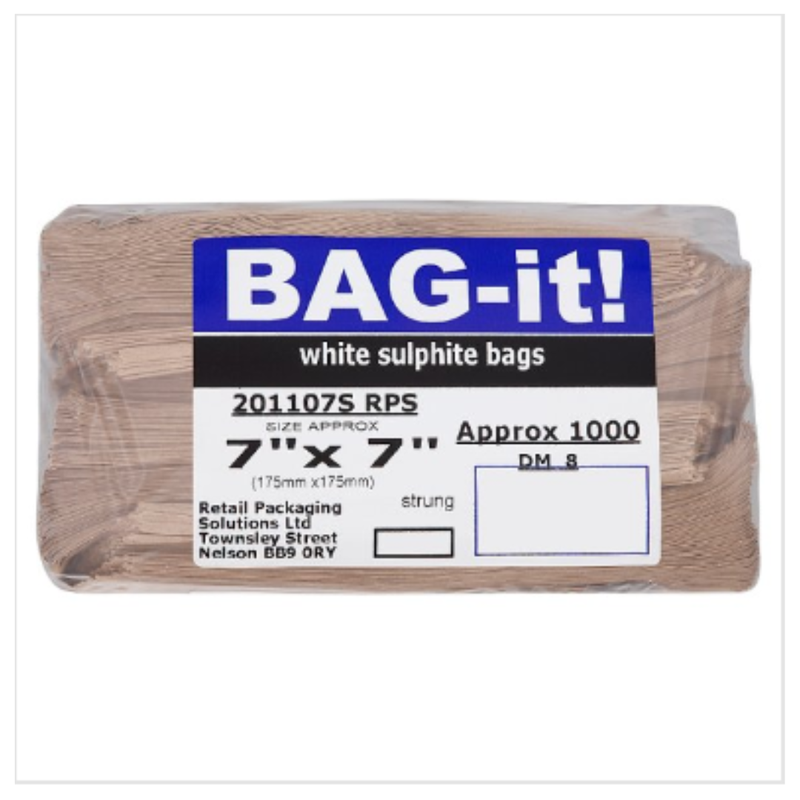Bag-it! White Sulphite Bags Strung Approx 1000 |Eco Friendly | Approx 1000 per Case| Case of 1 - London Grocery