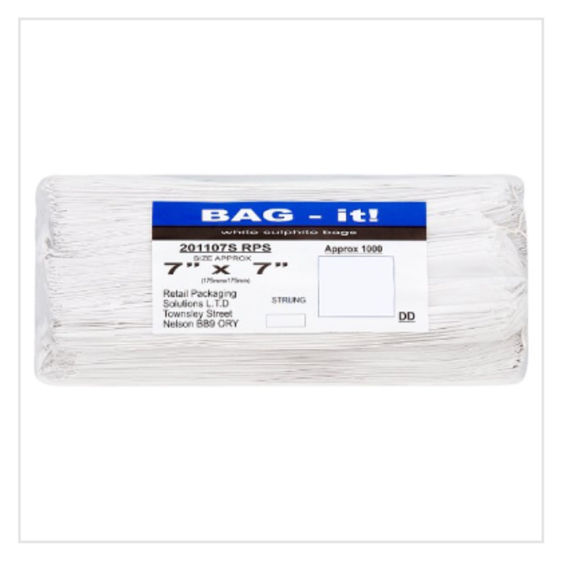 Bag-it! White Sulphite Bags Strung Approx 1000 | Approx 1000 per Case| Case of 1 - London Grocery