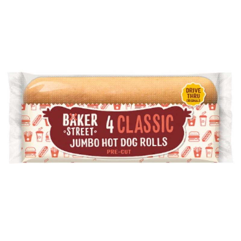 Baker Street 4 Classic Jumbo Hot Dog Rolls x Case of 7 - London Grocery