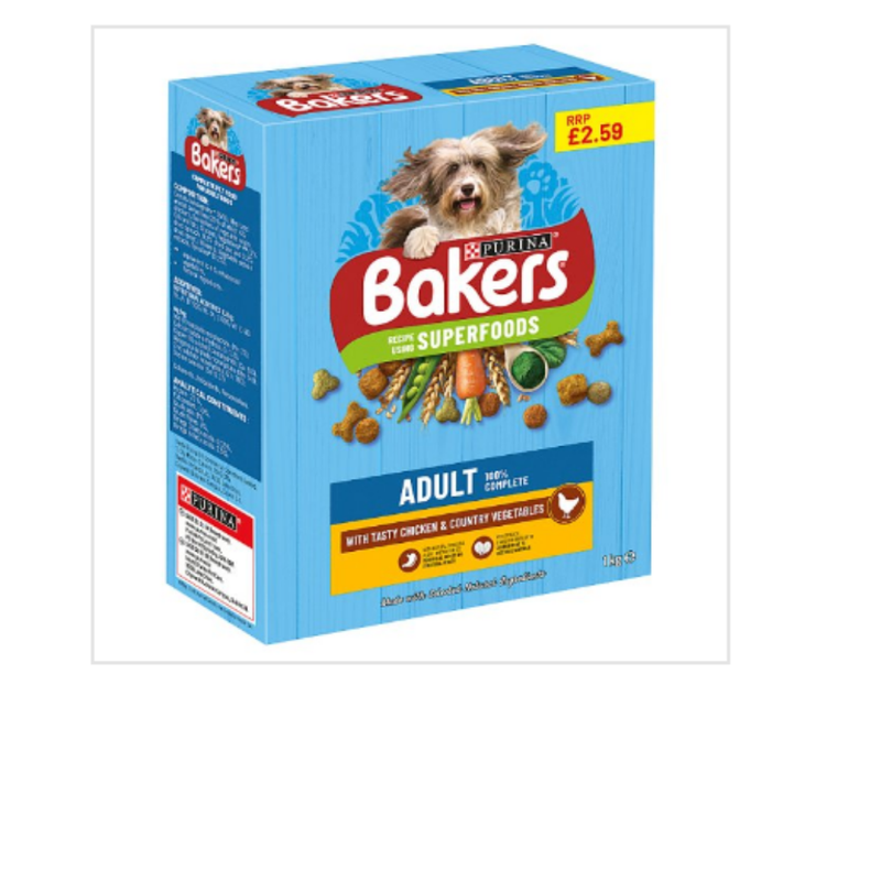Bakers Small Dog Dry Food - Chicken & Vegetable Recipe, 1kg Bag, Complete Nutrition For Small Breeds