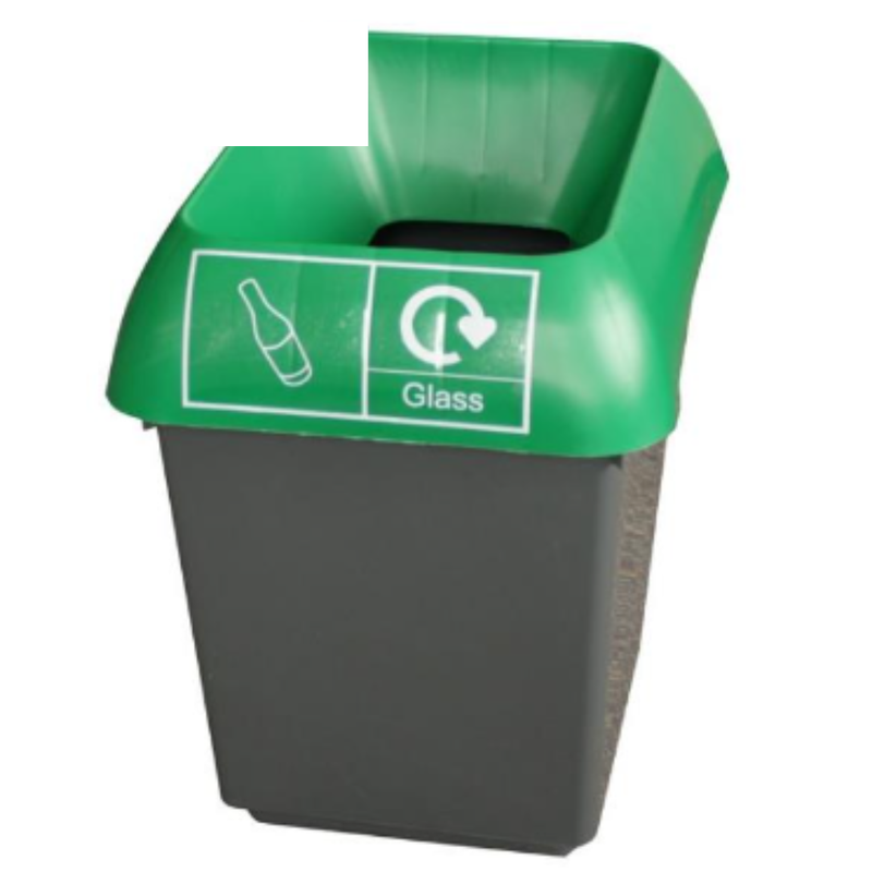 30L Recycling Bin with Green Lid & Glass Logo x Case of 1 - London Grocery