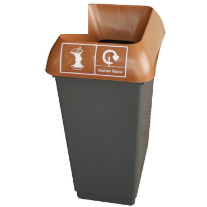 50L Recycling Bin with Brown Lid & Kitchen Waste Logo x Case of 1 - London Grocery