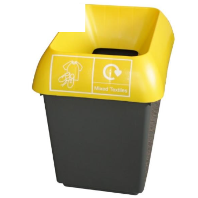 30L Recycling Bin with Yellow Lid & Textiles Logo x Case of 1 - London Grocery