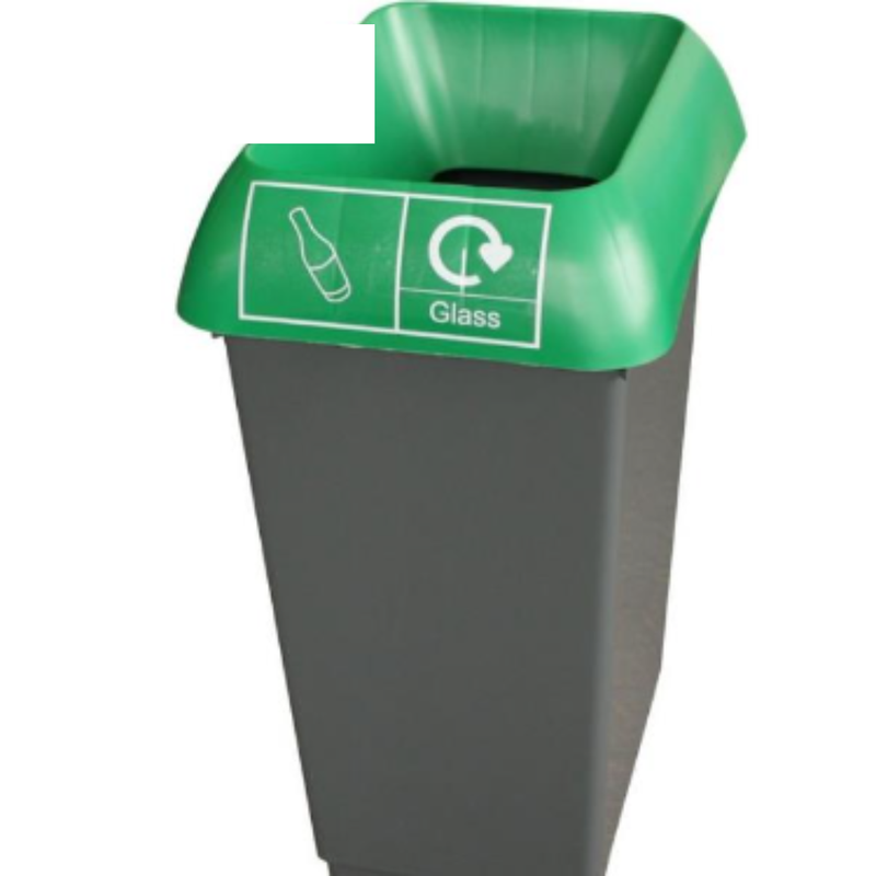 50L Recycling Bin with Green Lid & Glass Logo x Case of 1 - London Grocery