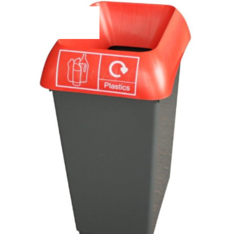 50L Recycling Bin with Red Lid & Plastics Logo x Case of 1 - London Grocery