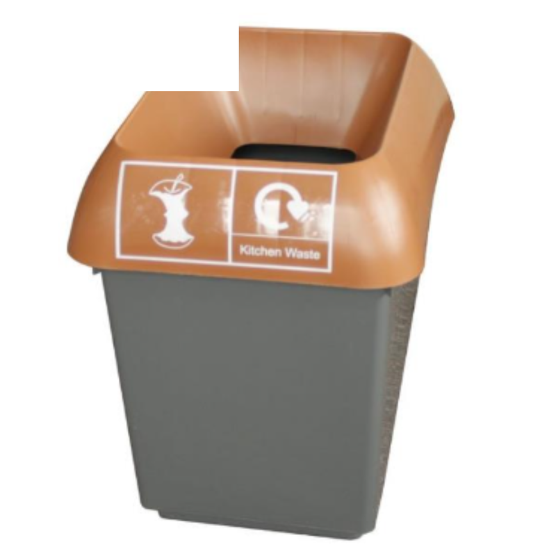 30L Recycling Bin with Brown Lid & Kitchen Waste Logo x Case of 1 - London Grocery