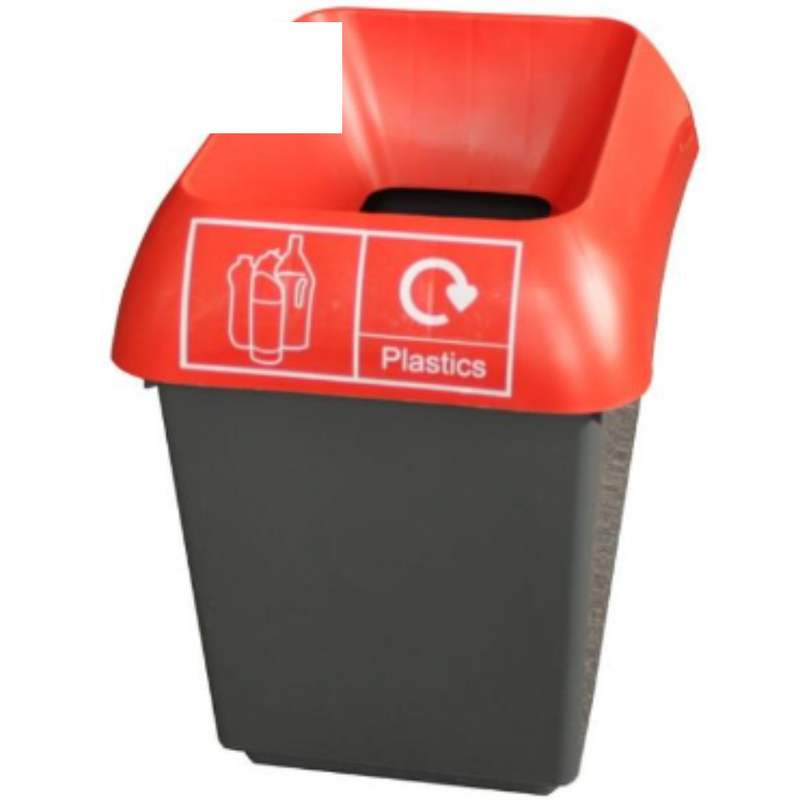 30L Recycling Bin with Red Lid & Plastics Logo x Case of 1 - London Grocery