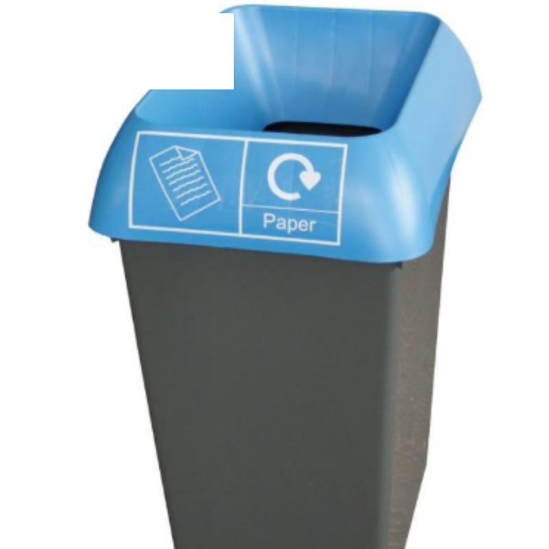 50L Recycling Bin with Blue Lid & Paper Logo x Case of 1 - London Grocery
