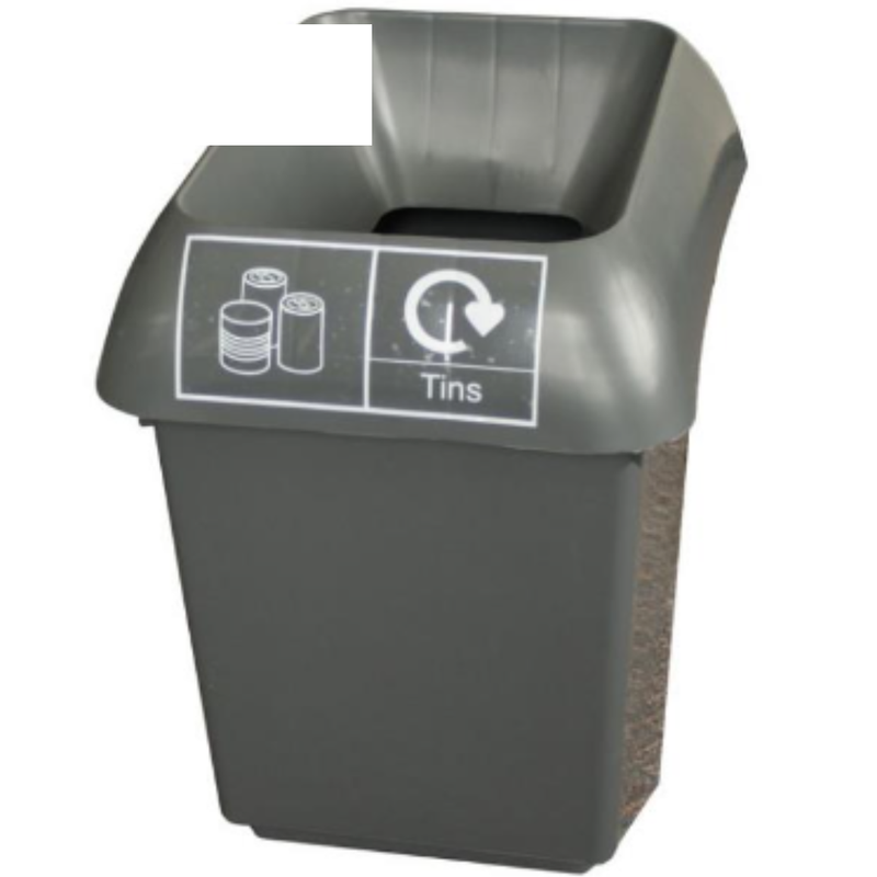 30L Recycling Bin with Grey Lid & Tins Logo x Case of 1 - London Grocery