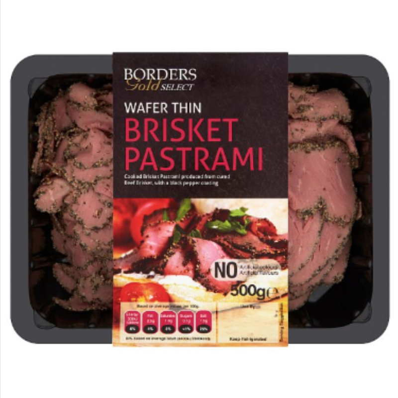 Borders Gold Select Wafer Thin Brisket Pastrami 500g x 1 - London Grocery