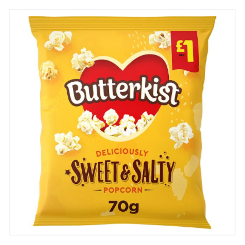 Butterkist Delicious Sweet & Salted Popcorn 70g, x Case of 12 - London Grocery