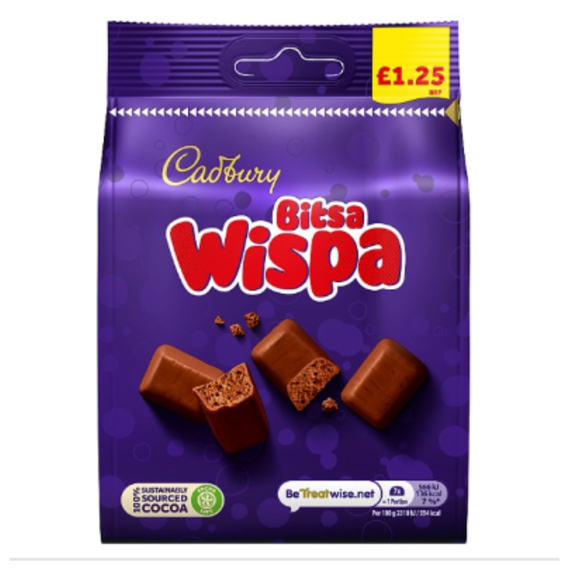 Cadbury Bitsa Wispa Chocolate Bag 95g x Case of 10 - London Grocery
