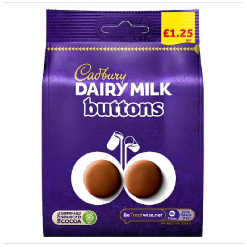 Cadbury Dairy Milk Buttons Chocolate Bag 95g x Case of 10 - London Grocery