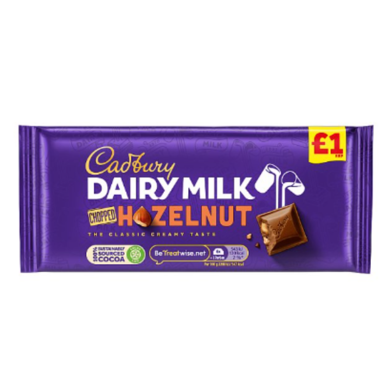 Cadbury Dairy Milk Chopped Nut Chocolate Bar 95g x Case of 22 - London Grocery