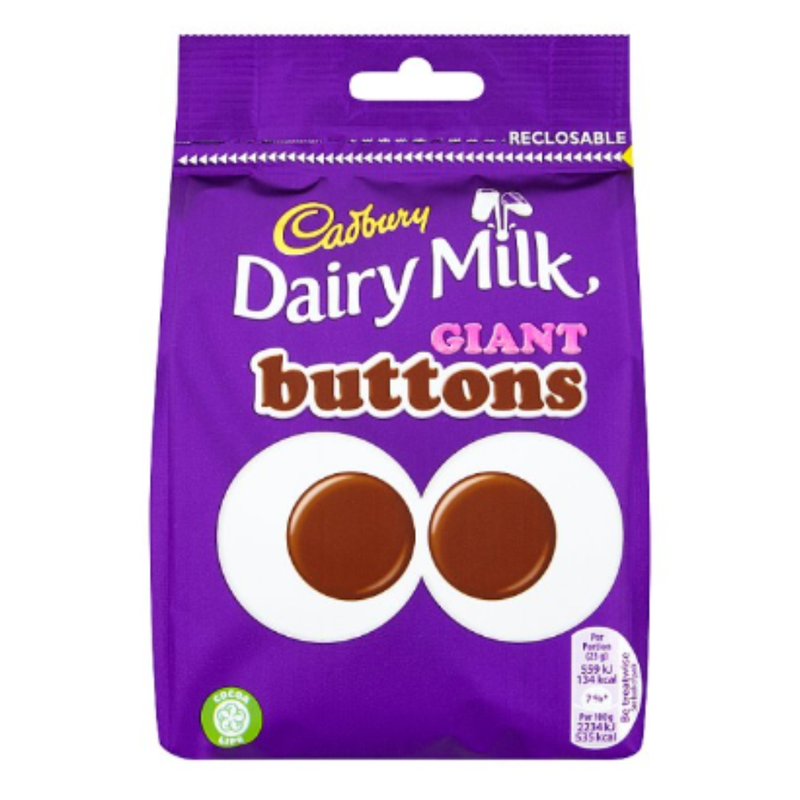 Cadbury Dairy Milk Giant Buttons Chocolate Bag 119g x Case of 10 - London Grocery