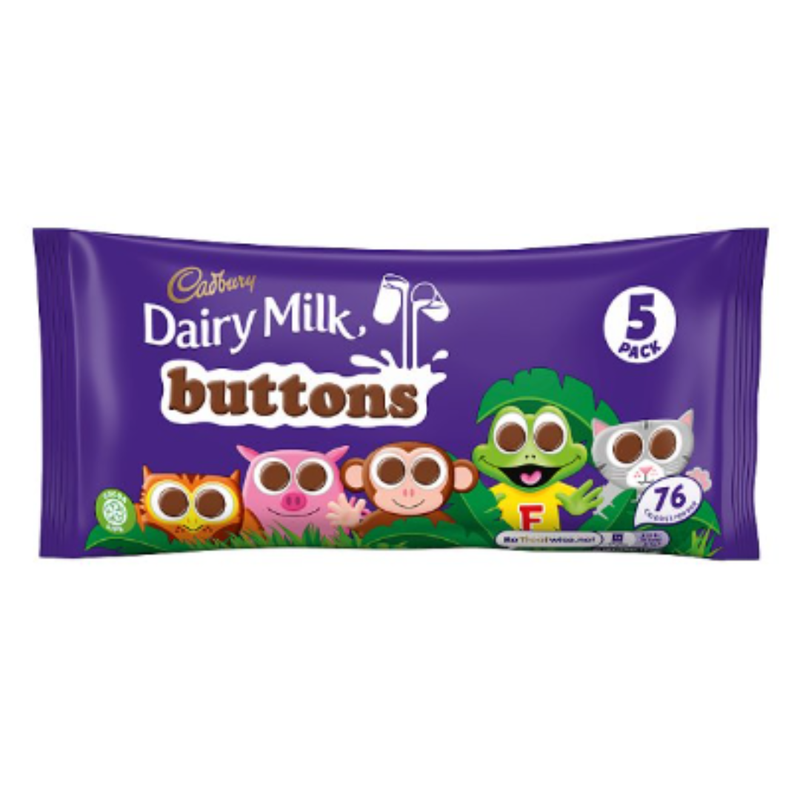 Cadbury Dairy Milk Buttons 5 Treatsize Chocolate Bags 70g x Case of 16 - London Grocery