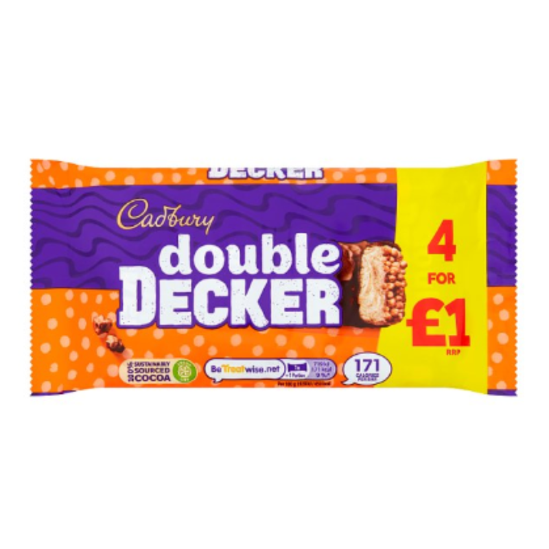 Cadbury Double Decker Chocolate Bar 4 Pack 149.2g x Case of 8 - London Grocery